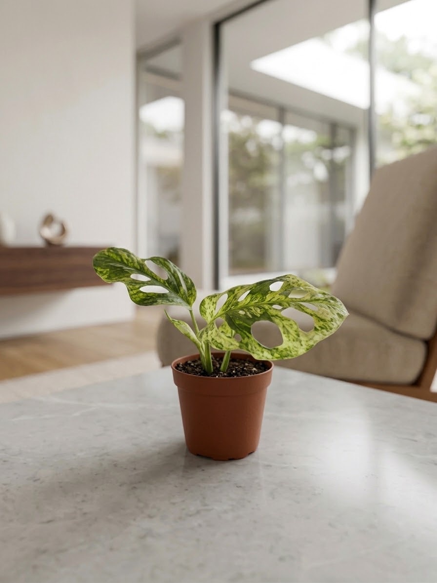 Monstera Frozen Freckles (Monstera adansonii 'Frozen Freckles') — planta de interior RAÍCES, foto 2 (S)